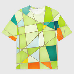Футболка оверсайз мужская Абстрактный салатовый стеклянный паттерн, цвет: 3D-принт
