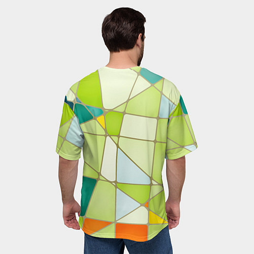 Мужская футболка оверсайз Абстрактный салатовый стеклянный паттерн / 3D-принт – фото 4