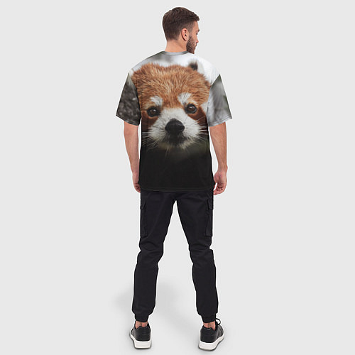 Мужская футболка оверсайз Малая панда / 3D-принт – фото 4