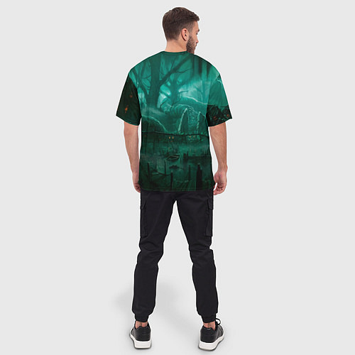 Мужская футболка оверсайз Причал у болота / 3D-принт – фото 4