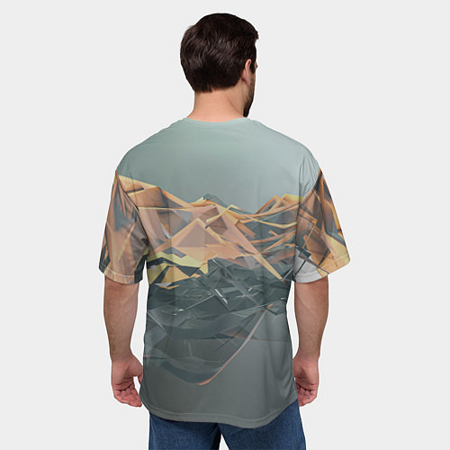 Мужская футболка оверсайз Абстрактное жидкое стекло / 3D-принт – фото 4