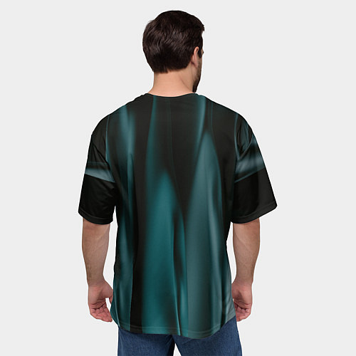 Мужская футболка оверсайз Абстрактные волны в темноте / 3D-принт – фото 4
