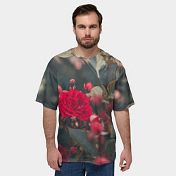 Футболка оверсайз мужская Красная дикая роза, цвет: 3D-принт — фото 2