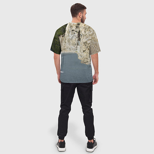Мужская футболка оверсайз Зелёная бэха на горной дороге / 3D-принт – фото 4