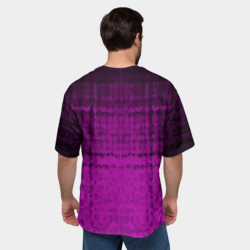 Мужская футболка оверсайз Абстрактный мозаичный черно - пурпурный узор / 3D-принт – фото 4