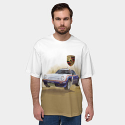 Футболка оверсайз мужская Porsche - гонки в пустыне, цвет: 3D-принт — фото 2