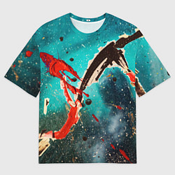 Футболка оверсайз мужская Голубой туман и брызки красок, цвет: 3D-принт