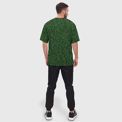 Мужская футболка оверсайз Зеленая камуфляжная трава / 3D-принт – фото 4