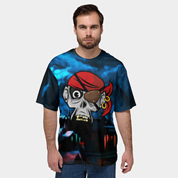 Футболка оверсайз мужская Череп пирата, цвет: 3D-принт — фото 2
