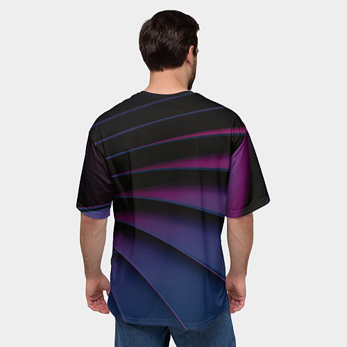Мужская футболка оверсайз Спиральные тёмные пластины / 3D-принт – фото 4