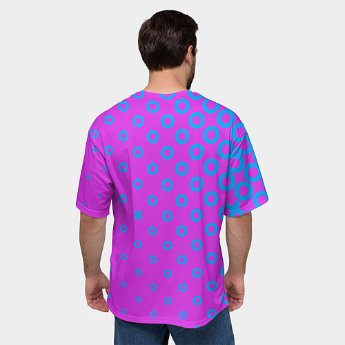 Мужская футболка оверсайз Голубые круглешки / 3D-принт – фото 4