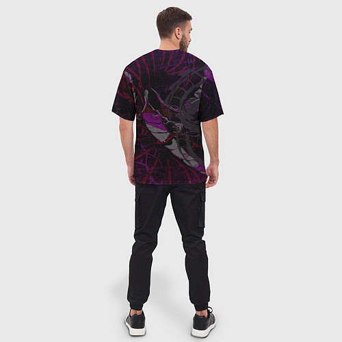 Мужская футболка оверсайз Неоновый дракон purple dragon / 3D-принт – фото 4