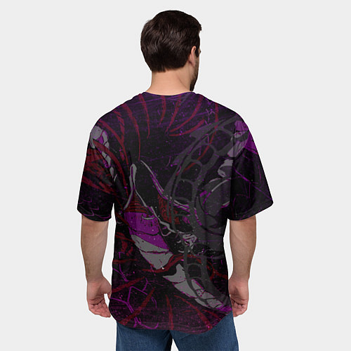 Мужская футболка оверсайз Неоновый дракон purple dragon / 3D-принт – фото 4