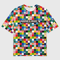 Футболка оверсайз мужская Minecraft - пиксельные персонажи, цвет: 3D-принт