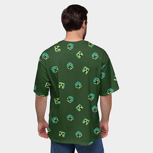 Мужская футболка оверсайз Minecraft - зеленые лица / 3D-принт – фото 4