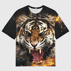 Футболка оверсайз мужская Оскал тигра, цвет: 3D-принт