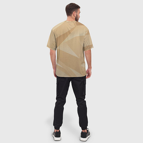Мужская футболка оверсайз Золотистые абстрактные геометрические фигуры / 3D-принт – фото 4