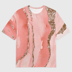 Мужская футболка оверсайз Розовое золото акварель