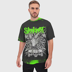 Футболка оверсайз мужская Slipknot green logo, цвет: 3D-принт — фото 2