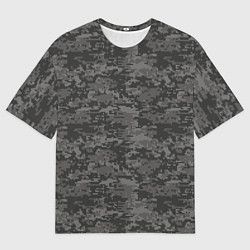 Футболка оверсайз мужская Камуфляж AOR-2 серый пиксель, цвет: 3D-принт
