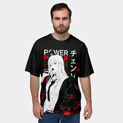 Футболка оверсайз мужская Пауэр человек бензопила - Power chainsaw man, цвет: 3D-принт — фото 2