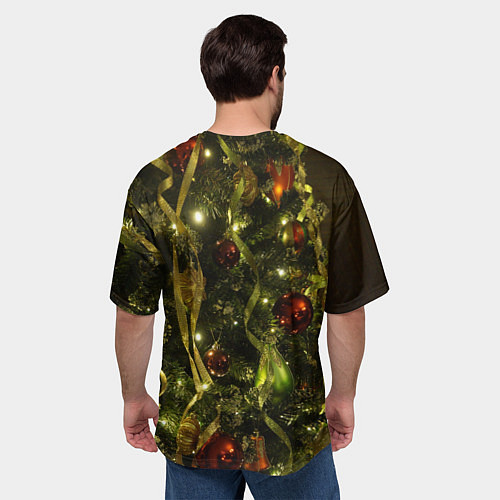 Мужская футболка оверсайз Нарядная новогодняя елка / 3D-принт – фото 4