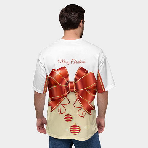 Мужская футболка оверсайз Подарочный бант с лентой / 3D-принт – фото 4