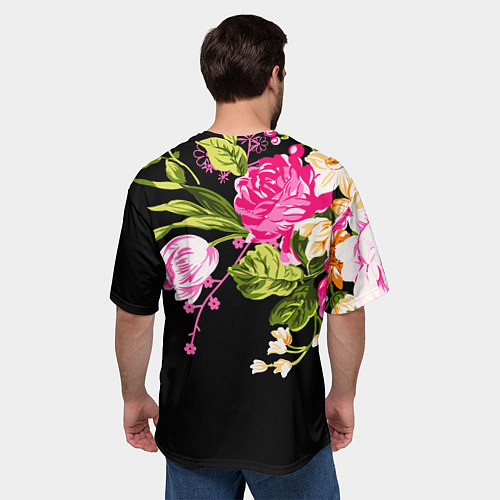 Мужская футболка оверсайз Букет цветов / 3D-принт – фото 4