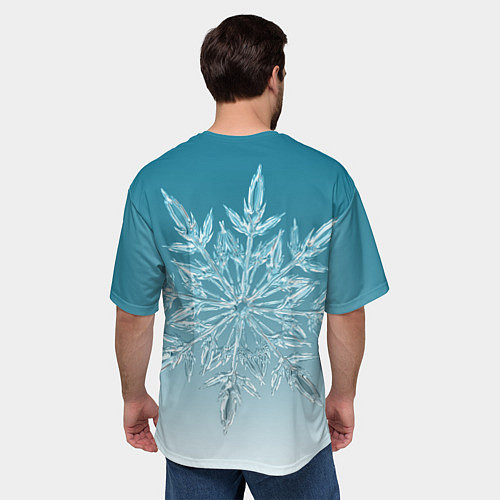 Мужская футболка оверсайз Резная снежинка / 3D-принт – фото 4