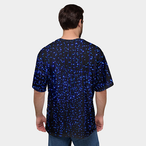 Мужская футболка оверсайз Праздничные неоновые огоньки / 3D-принт – фото 4