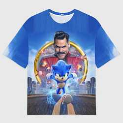 Мужская футболка оверсайз Соник и доктор Эггман