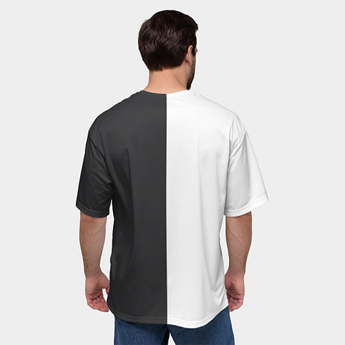 Мужская футболка оверсайз Черно-белое солнце / 3D-принт – фото 4