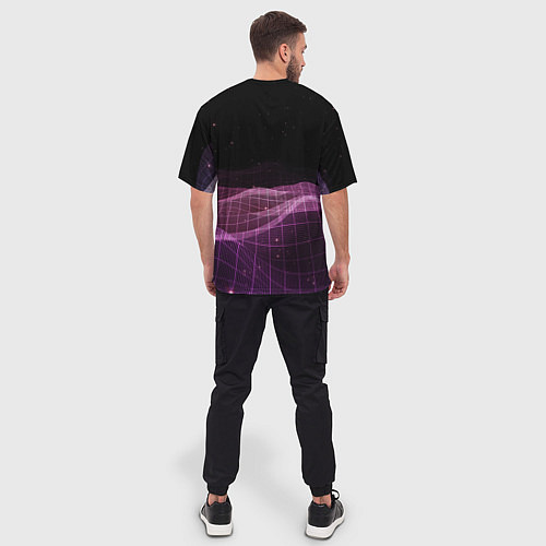 Мужская футболка оверсайз Retro wave night / 3D-принт – фото 4
