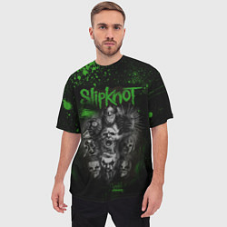 Футболка оверсайз мужская Slipknot green, цвет: 3D-принт — фото 2