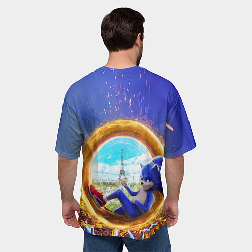 Мужская футболка оверсайз Соник в кино / 3D-принт – фото 4