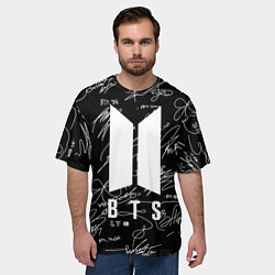 Футболка оверсайз мужская BTS - Автографы, цвет: 3D-принт — фото 2