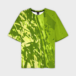 Футболка оверсайз мужская Зеленый абстрактный камуфляж, цвет: 3D-принт