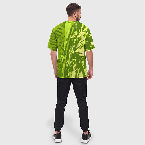 Мужская футболка оверсайз Зеленый абстрактный камуфляж / 3D-принт – фото 4