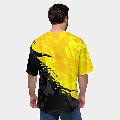 Мужская футболка оверсайз Black and yellow / 3D-принт – фото 4
