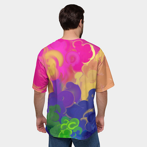Мужская футболка оверсайз Разноцветный дым / 3D-принт – фото 4