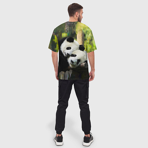 Мужская футболка оверсайз Влюблённые панды / 3D-принт – фото 4