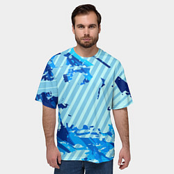 Футболка оверсайз мужская Синие линии, цвет: 3D-принт — фото 2
