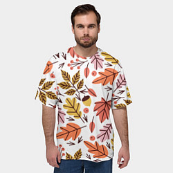 Футболка оверсайз мужская Осенний паттерн - листья, цвет: 3D-принт — фото 2