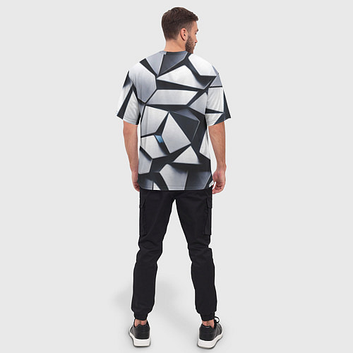 Мужская футболка оверсайз Объемные кристаллы - паттерн / 3D-принт – фото 4