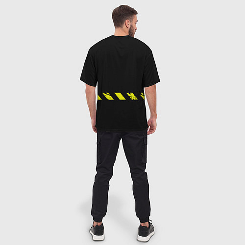 Мужская футболка оверсайз CAUTION - Осторожно опасность / 3D-принт – фото 4