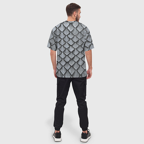 Мужская футболка оверсайз Металлическая черепица - текстура / 3D-принт – фото 4