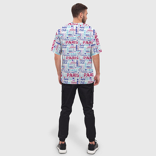 Мужская футболка оверсайз Парижская бумага с надписями - текстура / 3D-принт – фото 4