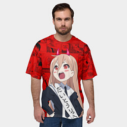 Футболка оверсайз мужская Power - Демон - Человек бензопила, цвет: 3D-принт — фото 2