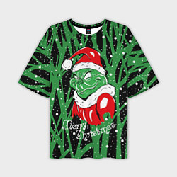 Мужская футболка оверсайз Santa Claus, Grinch - Christmas thief