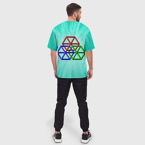 Мужская футболка оверсайз Невозможная геометрия - оптическая иллюзия / 3D-принт – фото 4